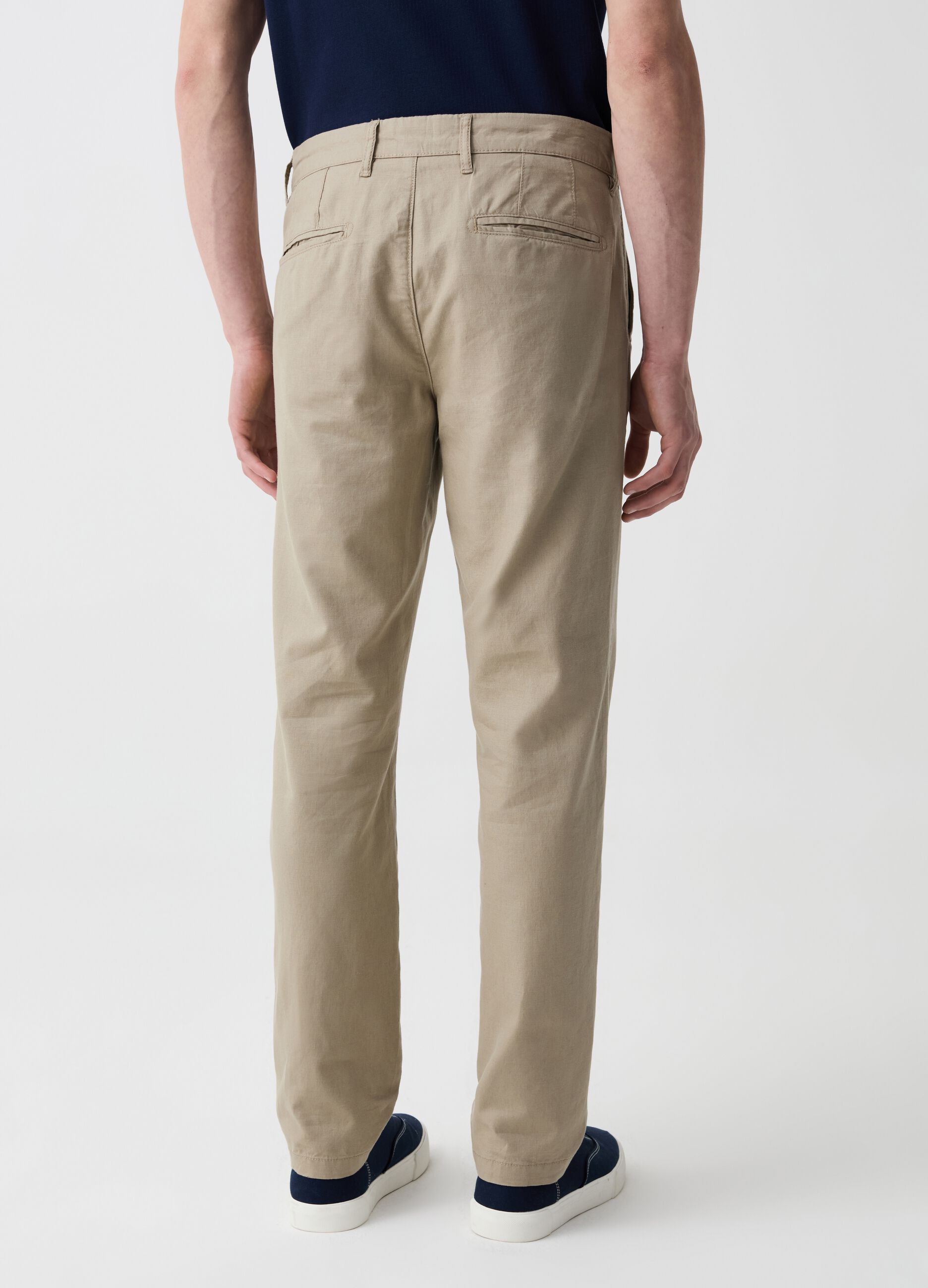 Pantalone chino in lino e cotone