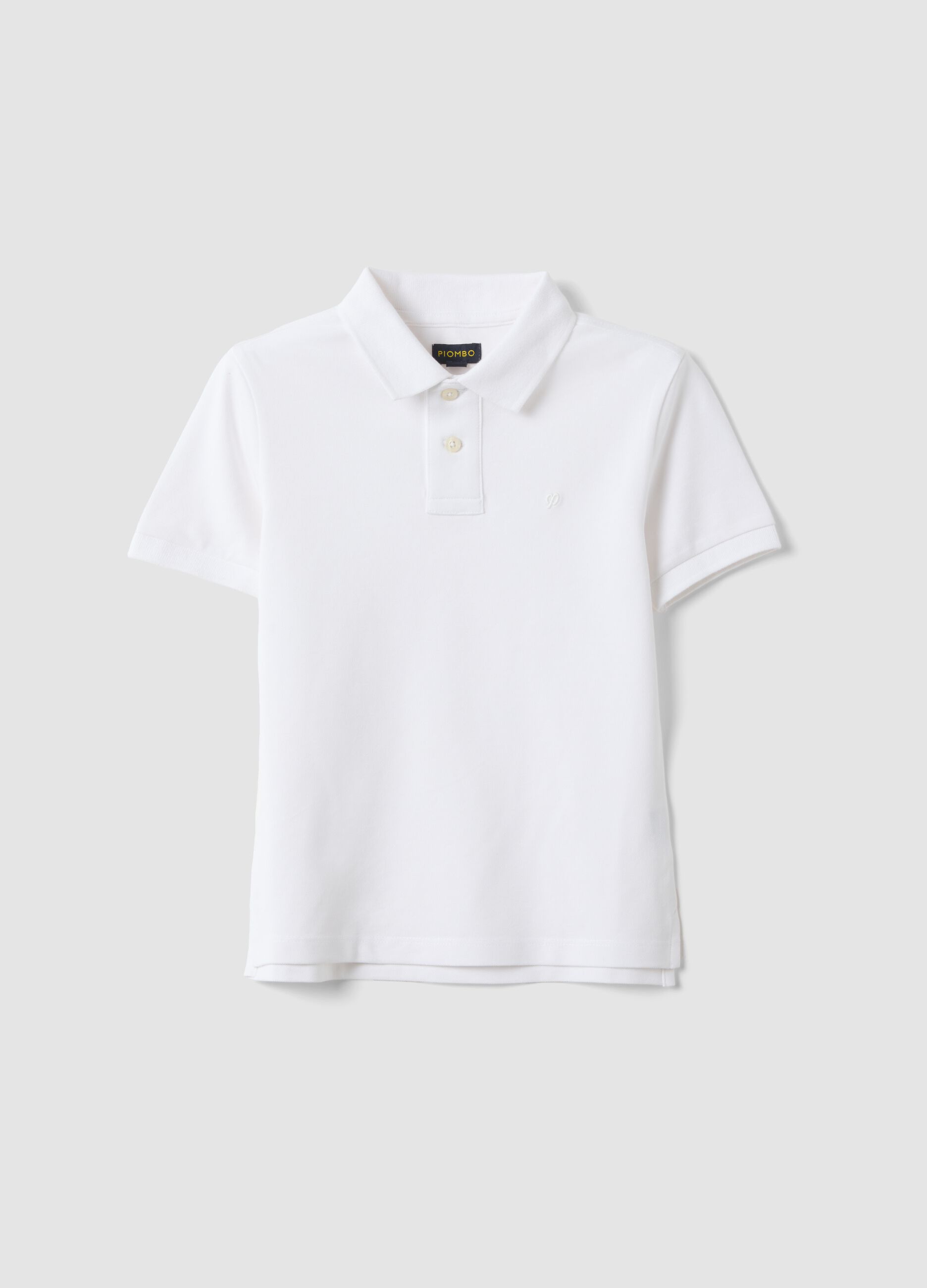 Polo in cotone elasticizzato bianca da bambino regular fit