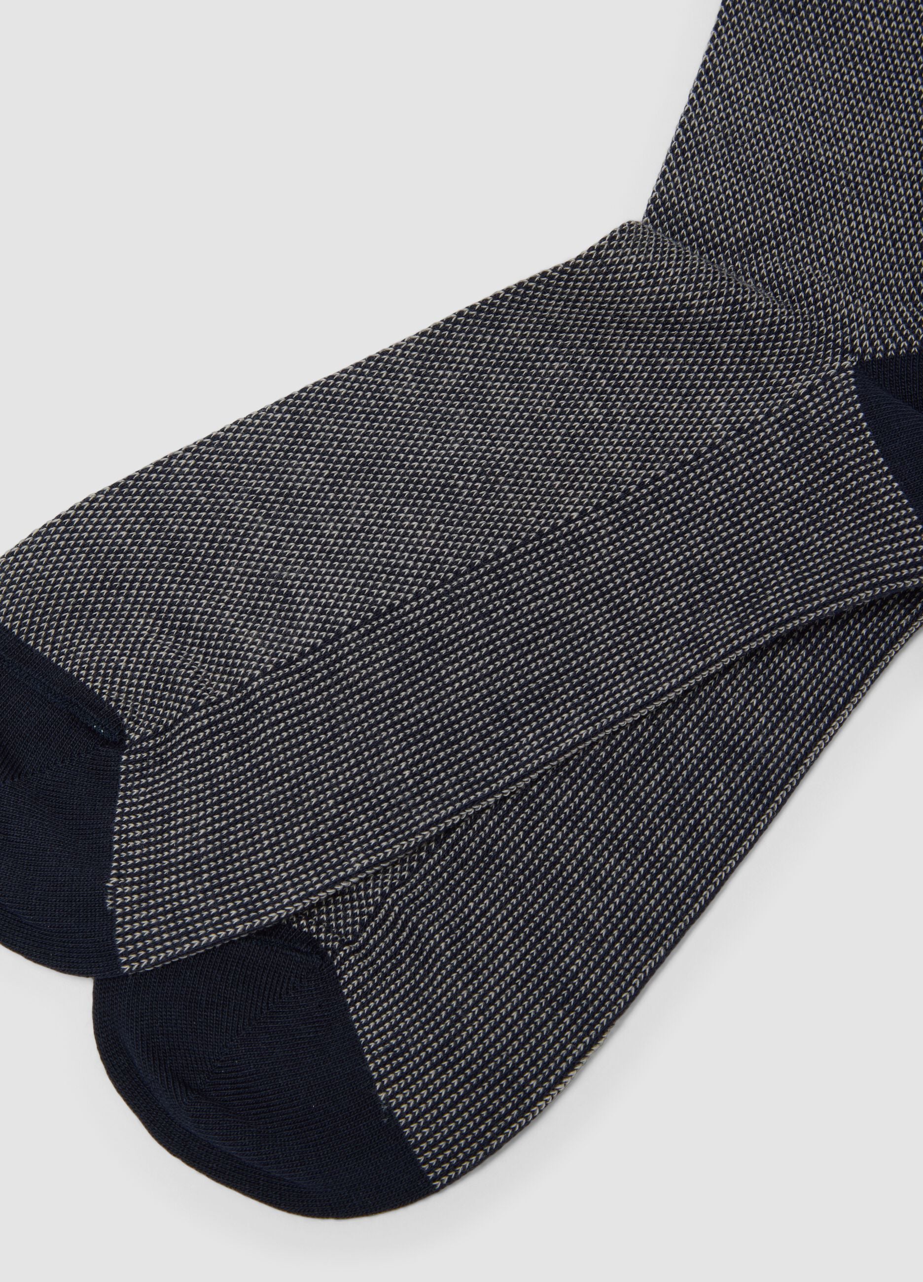Navy blue long stretch cotton socks