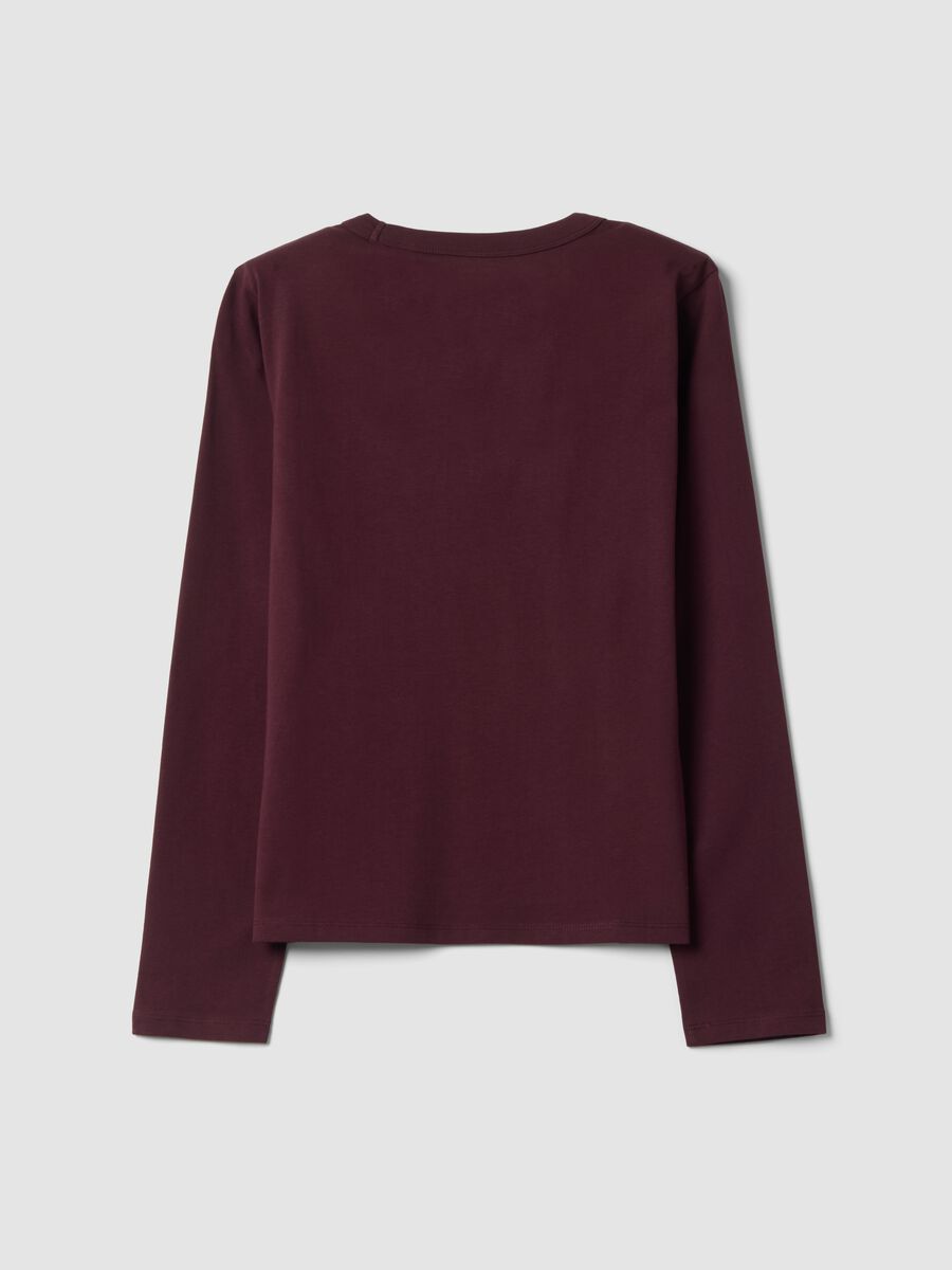 T-shirt viola in jersey di puro cotone a maniche lunghe regular fit_2