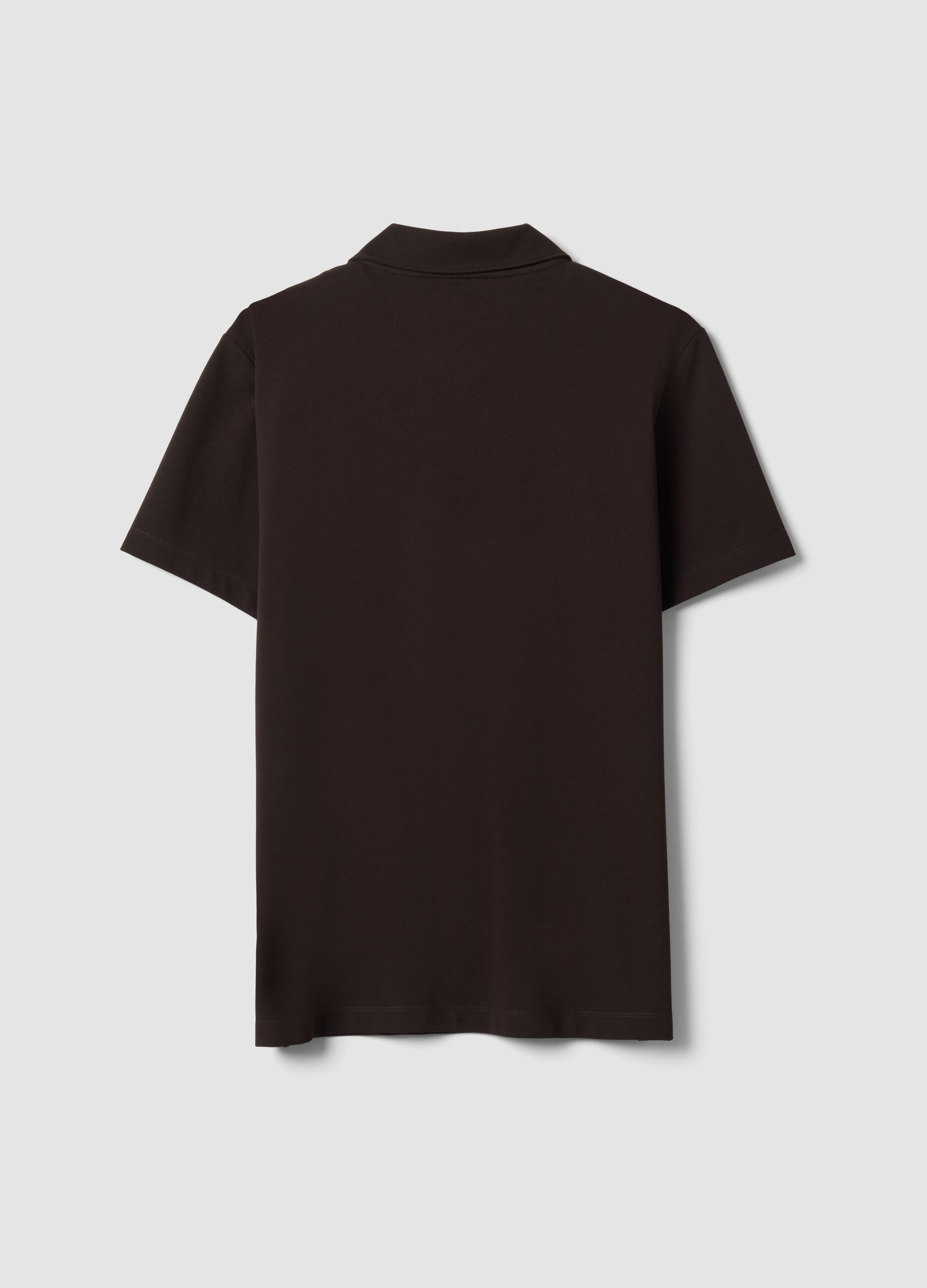 Brown 2-Way Stretch cotton polo shirt, regular fit