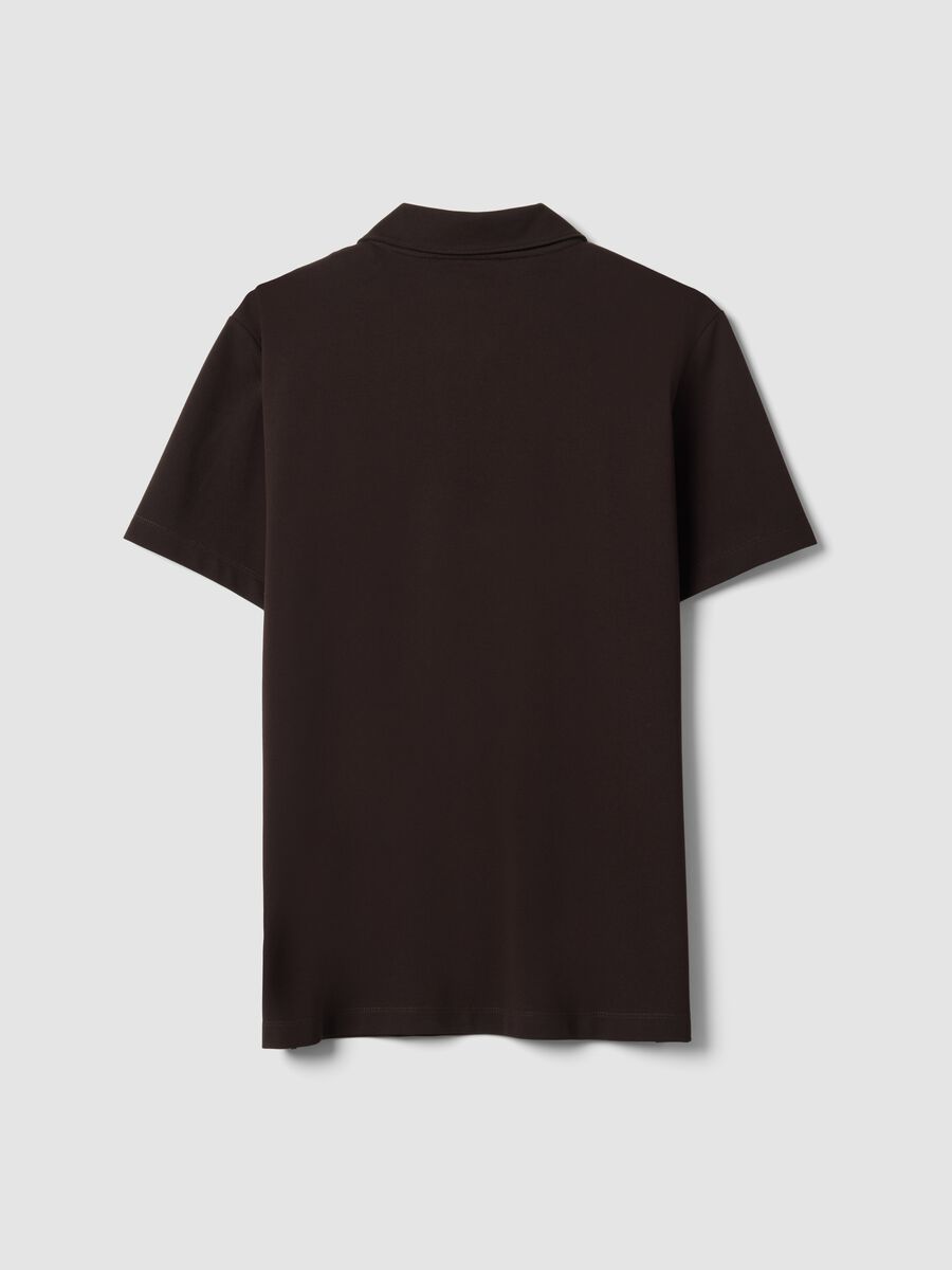 Brown 2-Way Stretch cotton polo shirt, regular fit_2