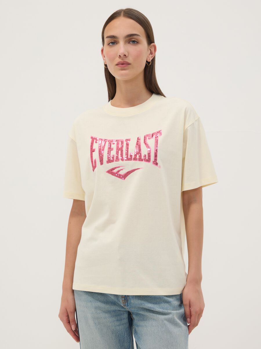 White pure cotton T-shirt with front print, regular fit_1