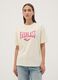 White pure cotton T-shirt with front print, regular fit_2