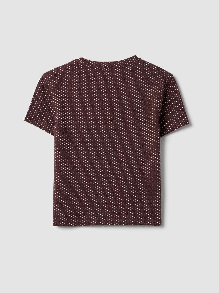 T-shirt crop marrone in puro cotone a pois regular fit_1