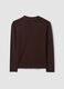 Brown viscose-blend polo-collar jumper with oversized fit_2