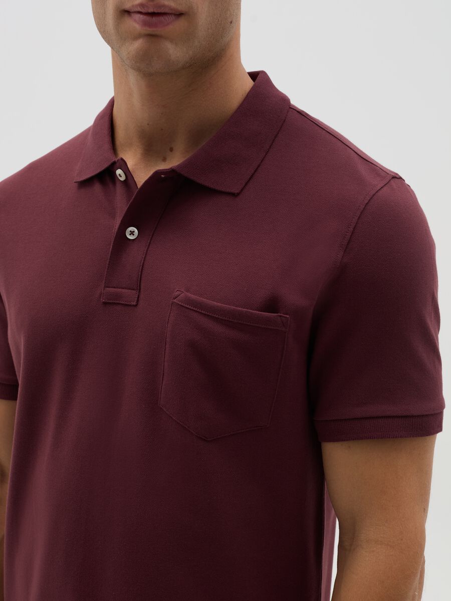 Stretch cotton polo shirt with pocket_3