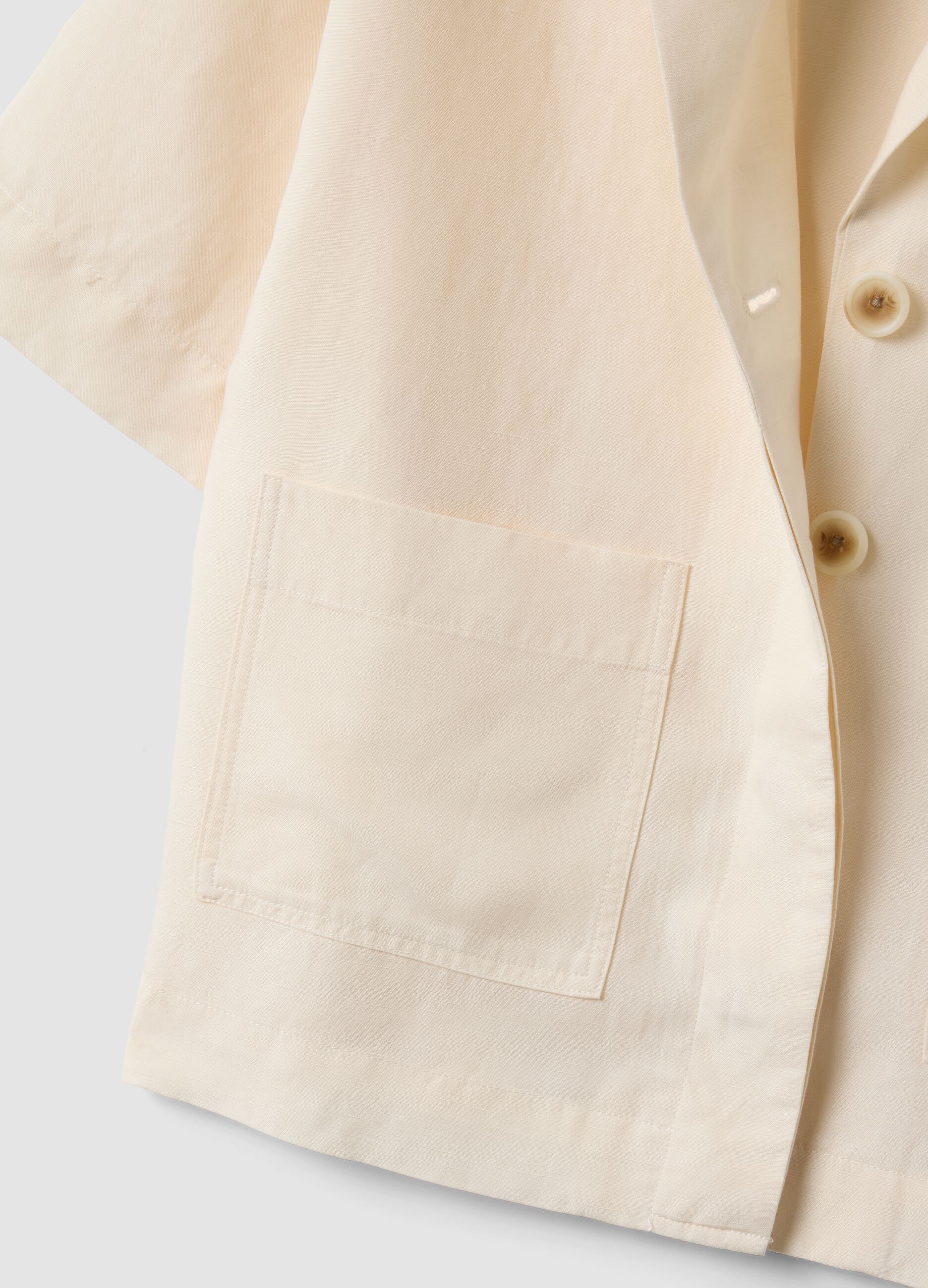 White lyocell-linen blend blazer, regular fit