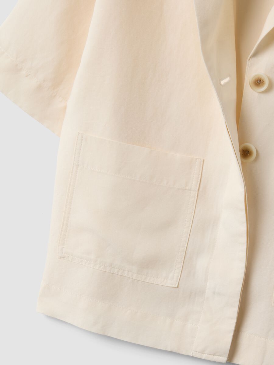 White lyocell-linen blend blazer, regular fit_5