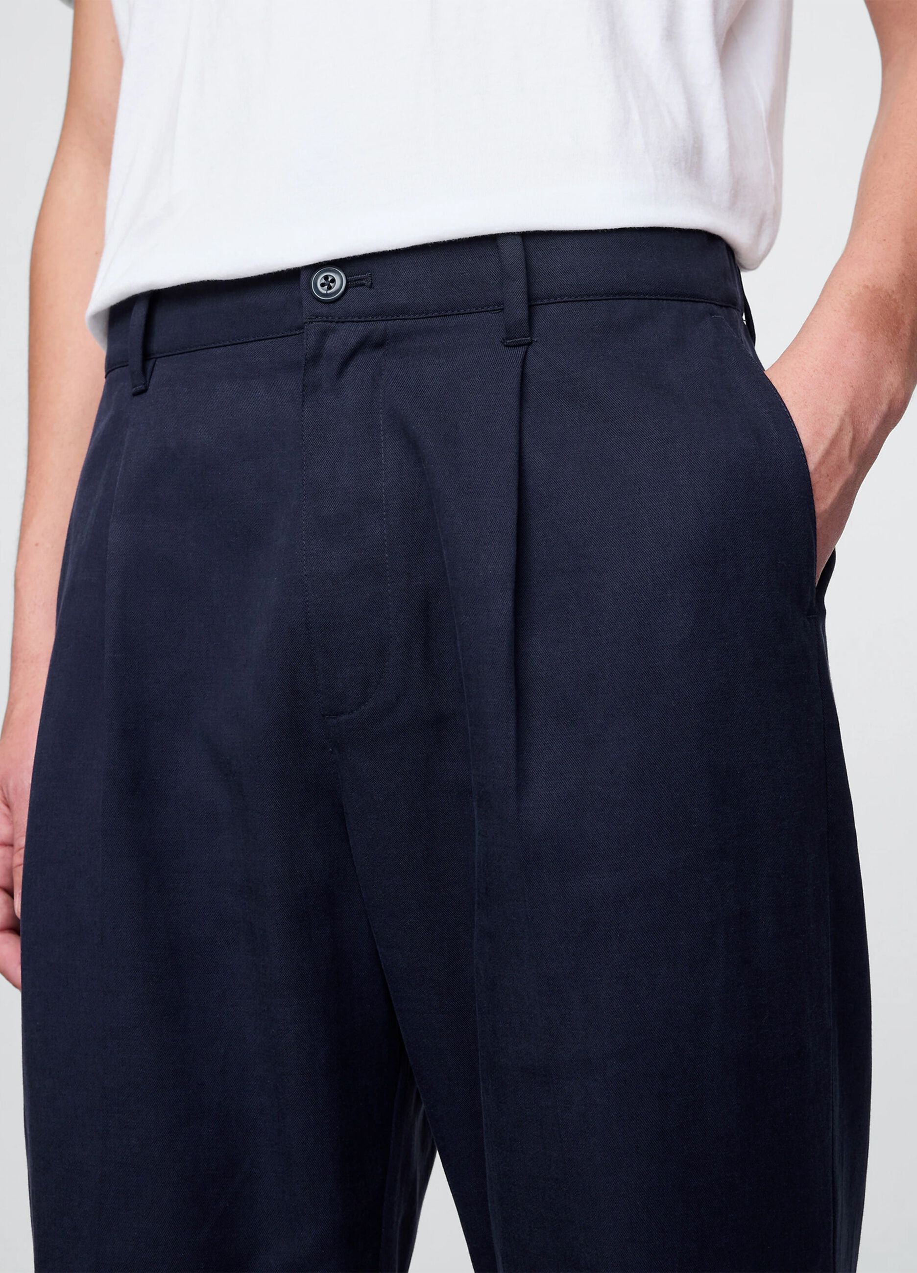 Blue wide-leg trousers in Lyocell and cotton