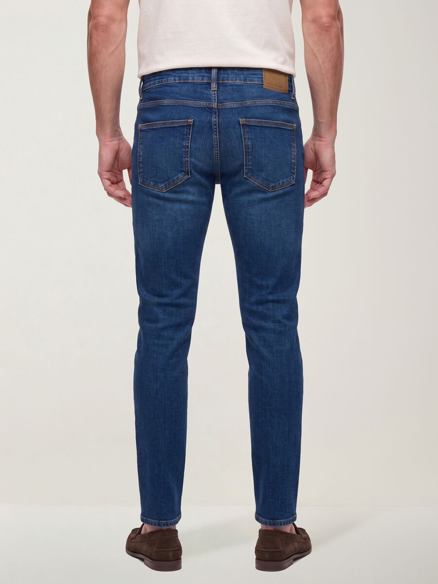 Blue slim-fit stretch cotton jeans_2