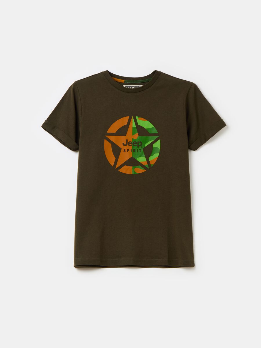 T-shirt con stampa logo bicolore_0