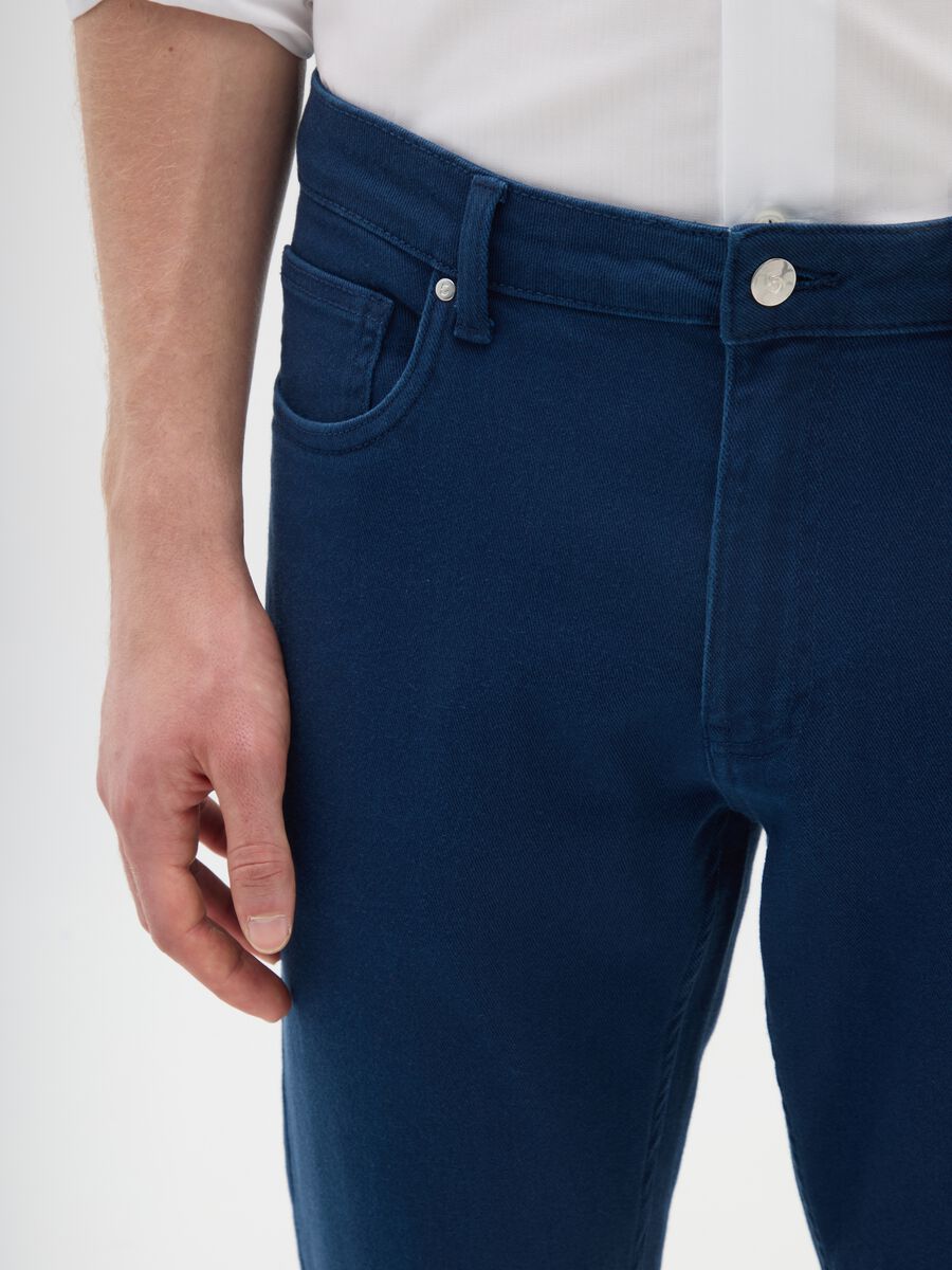 Slim fit blue stretch cotton trousers_3