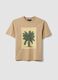 Beige pure cotton T-shirt with front print_0