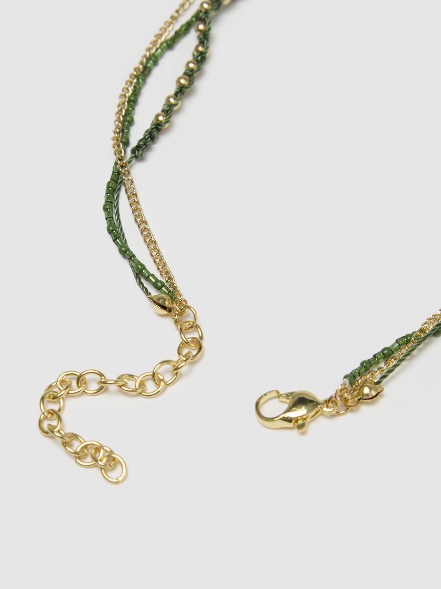 Women's Layered Necklace with Green Beads_2