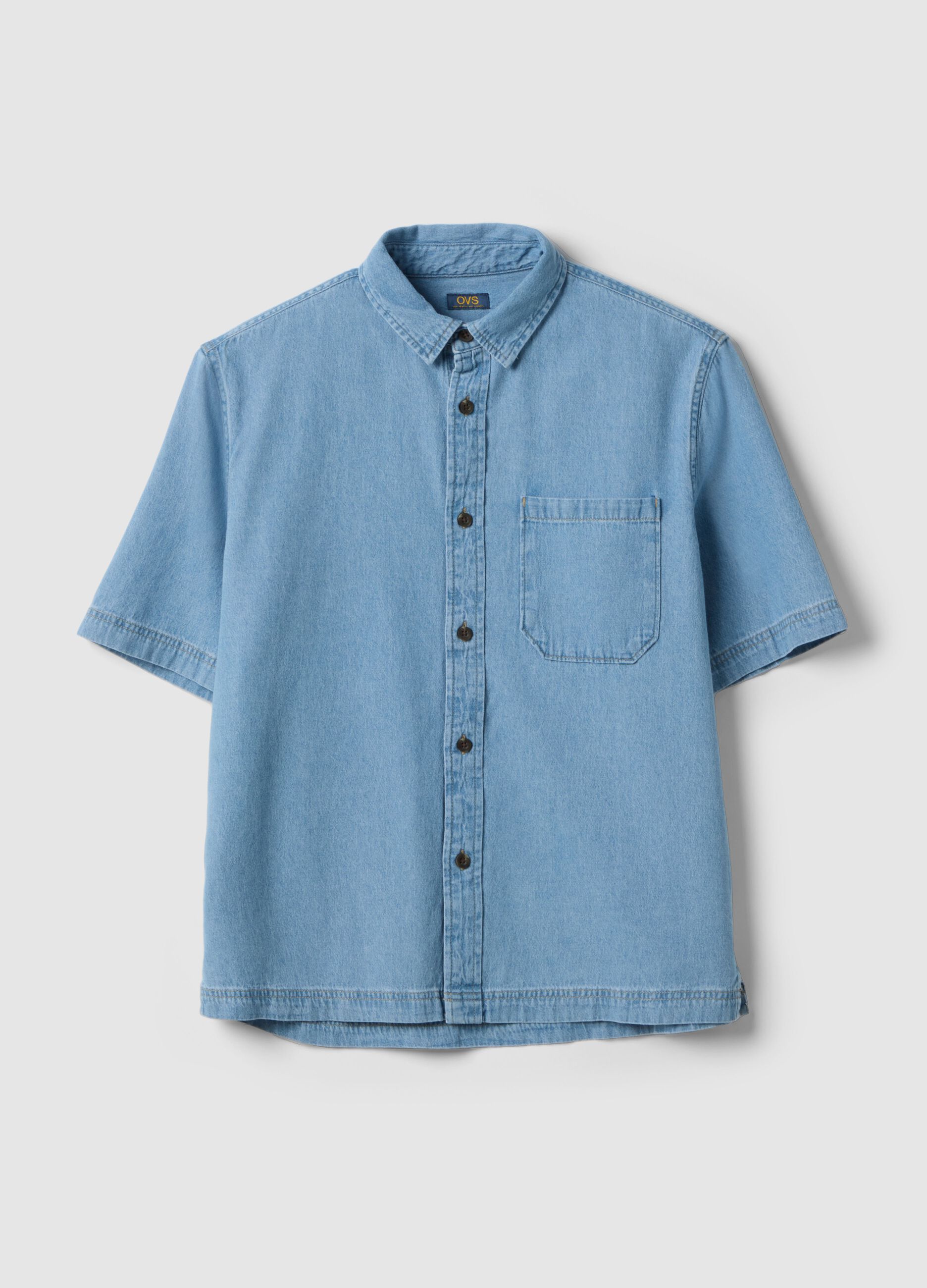 Camicia in puro cotone denim azzurro oversize fit