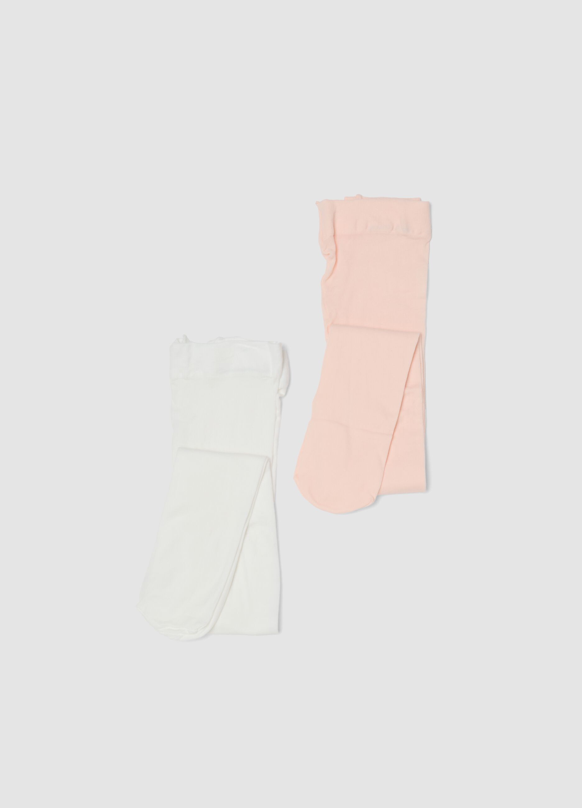 2-pack blush pink and white stretch tights