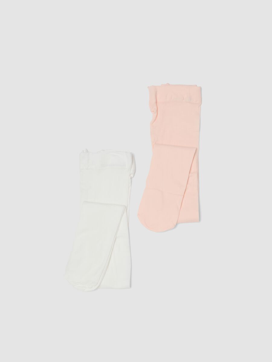 2-pack blush pink and white stretch tights_0