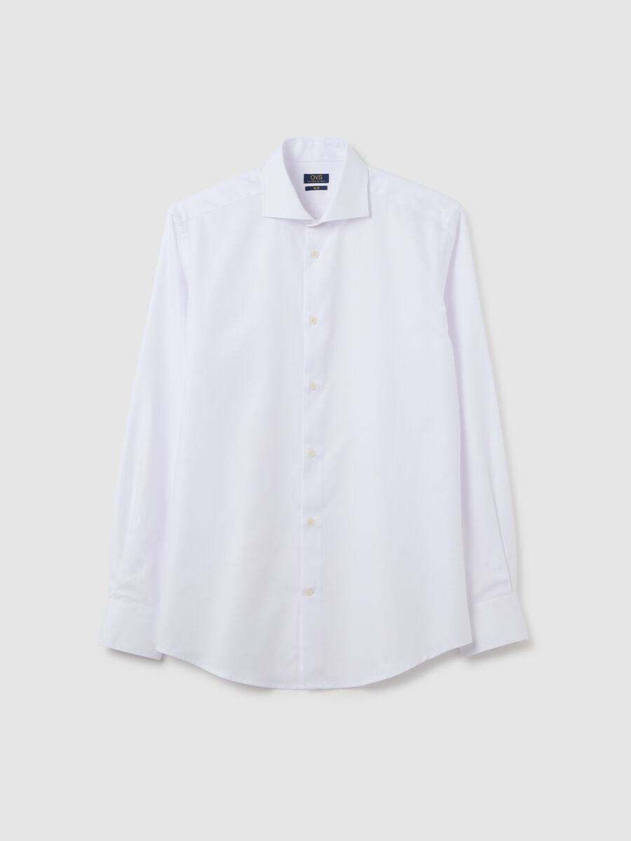 Men's white slim fit pure cotton shirt, easy iron_0