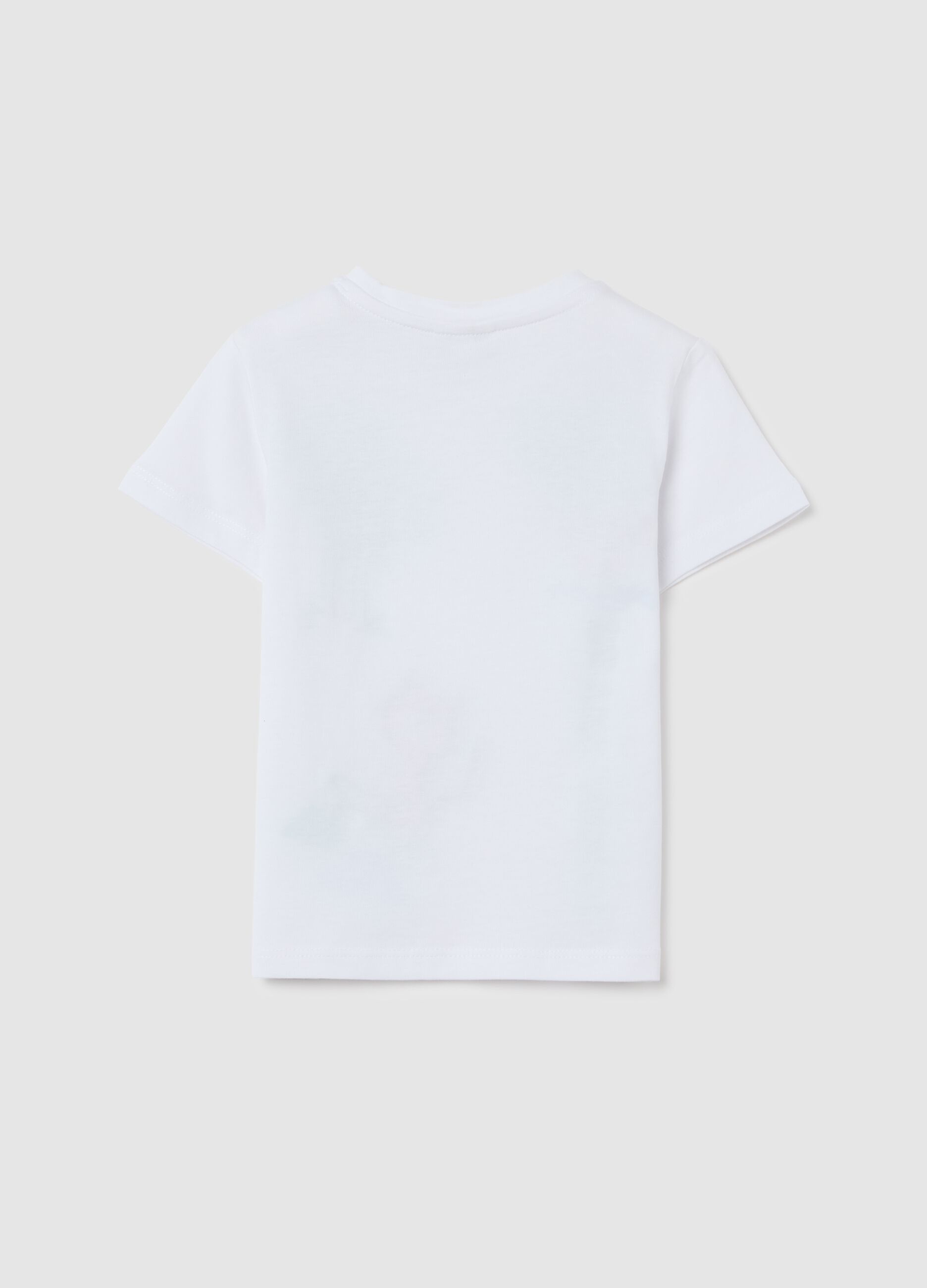 White regular fit pure cotton children's t-shirt with print