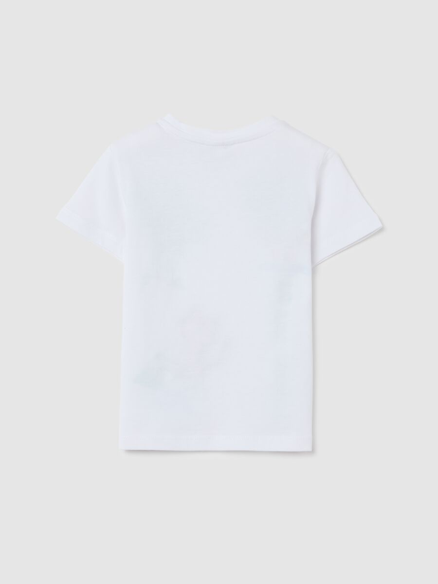 White regular fit pure cotton children's t-shirt with print_1