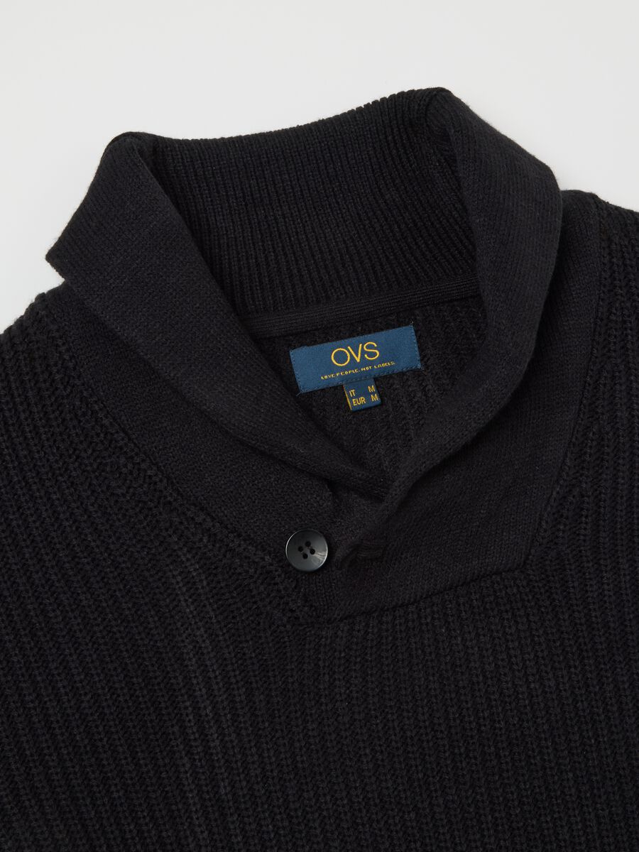 Black shawl collar regular fit jumper_1