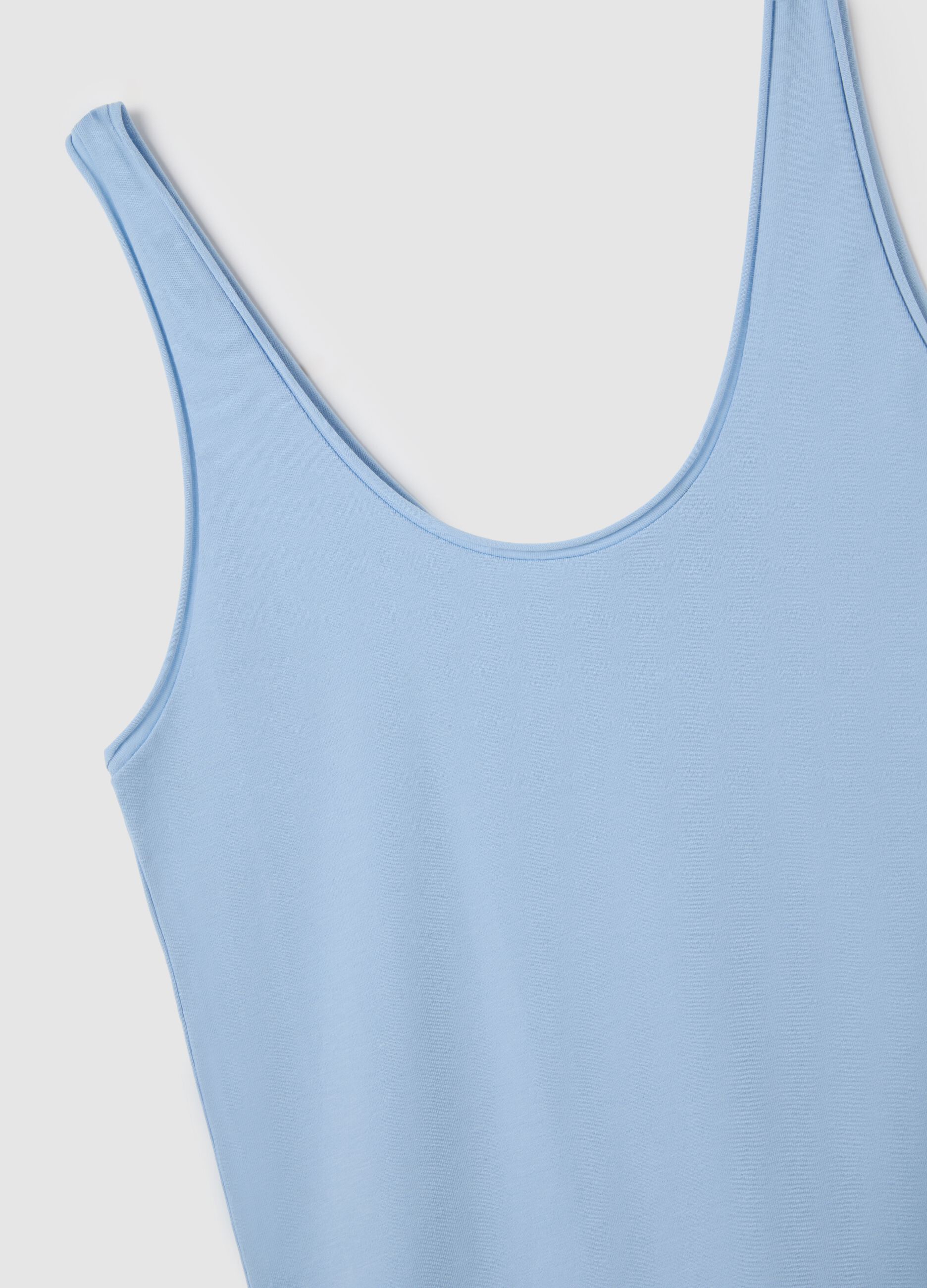 Blue stretch cotton women's tank top regular fit