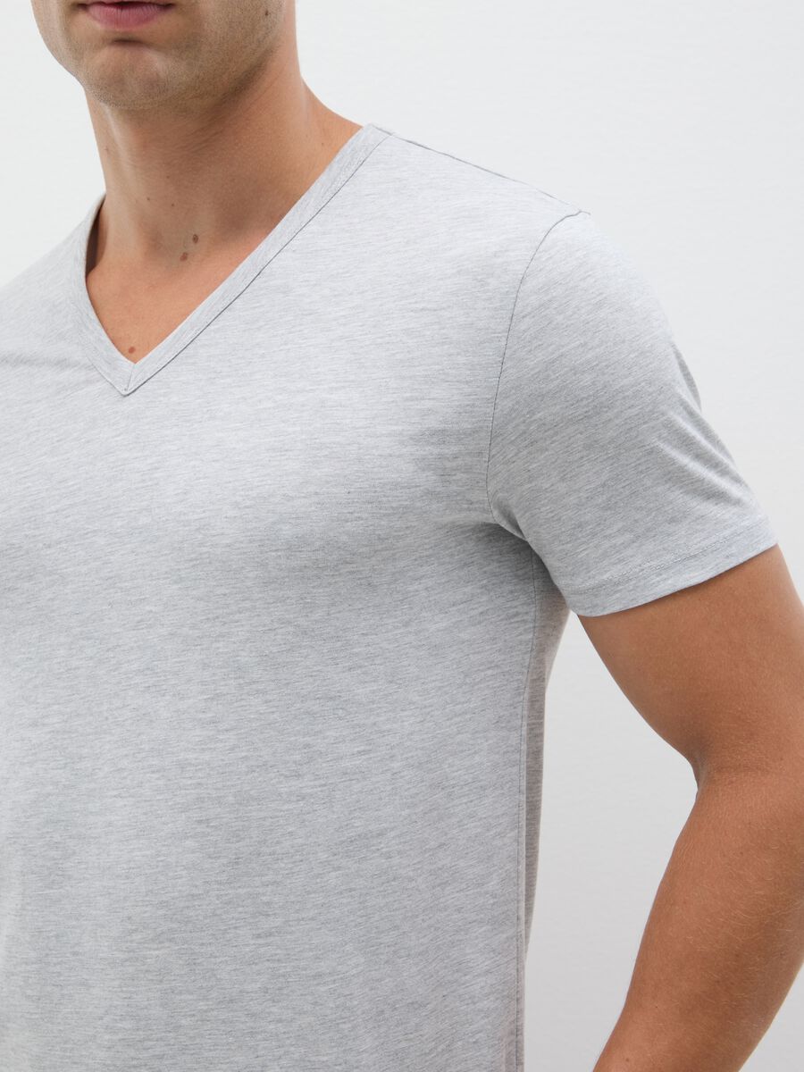 Bipack di t-shirt da uomo in puro cotone grigie con scollo a V_3