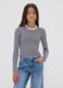 T-shirt nera a righe in cotone organico elasticizzato girocollo_1