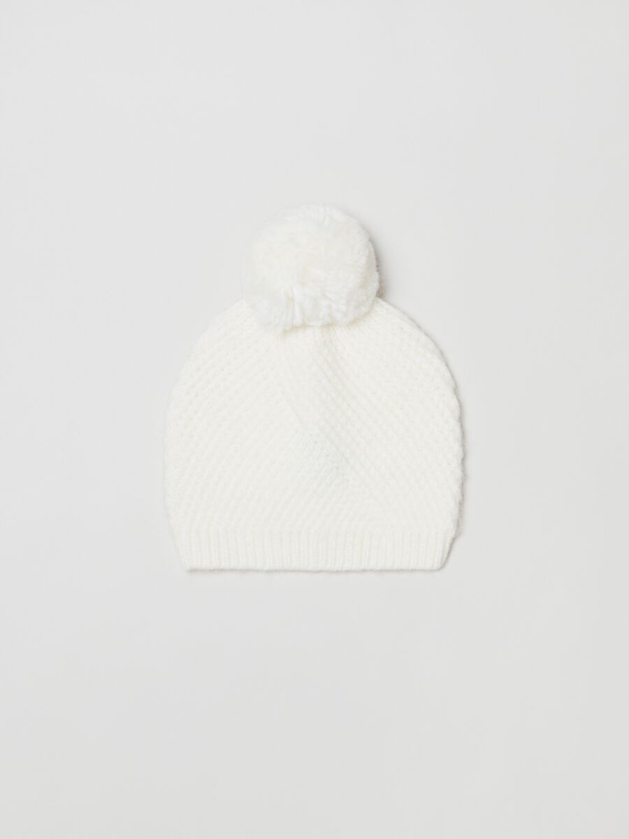 Berretto tricot con pon pon_0