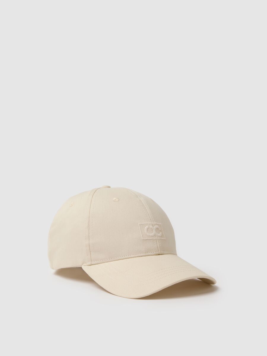 Regular fit beige pure cotton baseball cap_0
