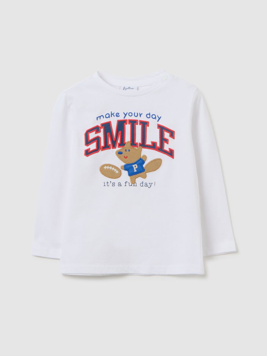 White regular fit pure cotton children's T-shirt_0