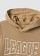 Beige pure cotton hoodie with front print for boys_3
