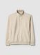 Beige regular fit stretch cotton blend sweatshirt with half zip_0