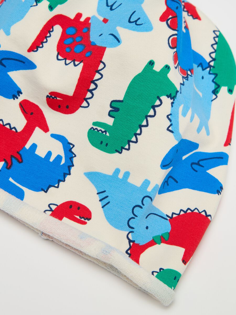 French terry hat with dinosaurs print_1