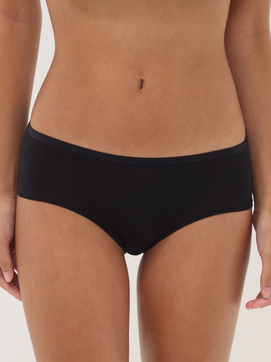 Multipack di cinque slip neri in tessuto elasticizzato_1