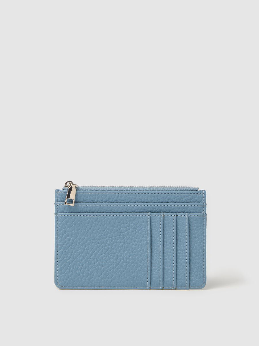 Light blue textured-effect credit card holder_0