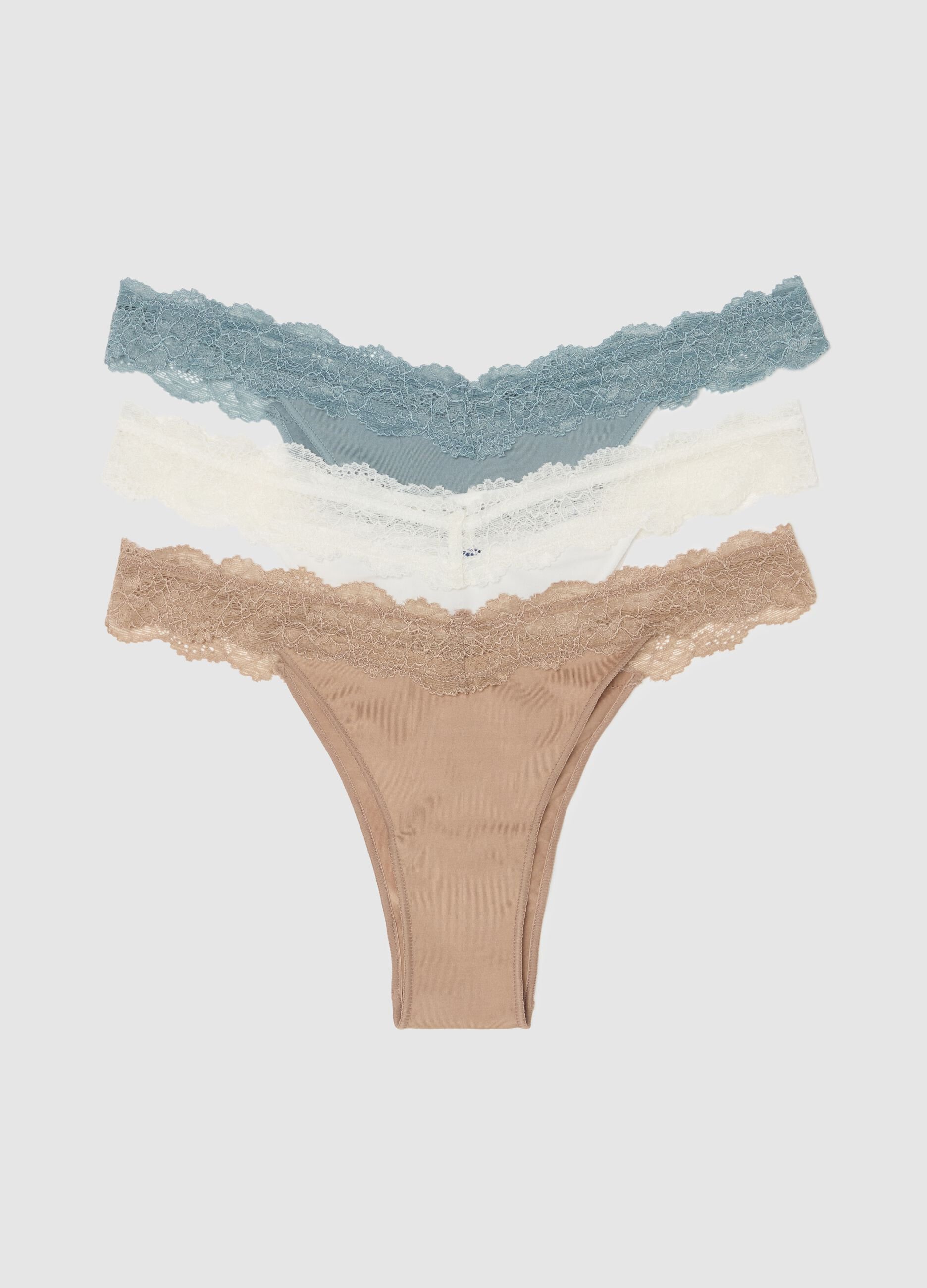 Three-pack Brazilian-cut briefs with lace