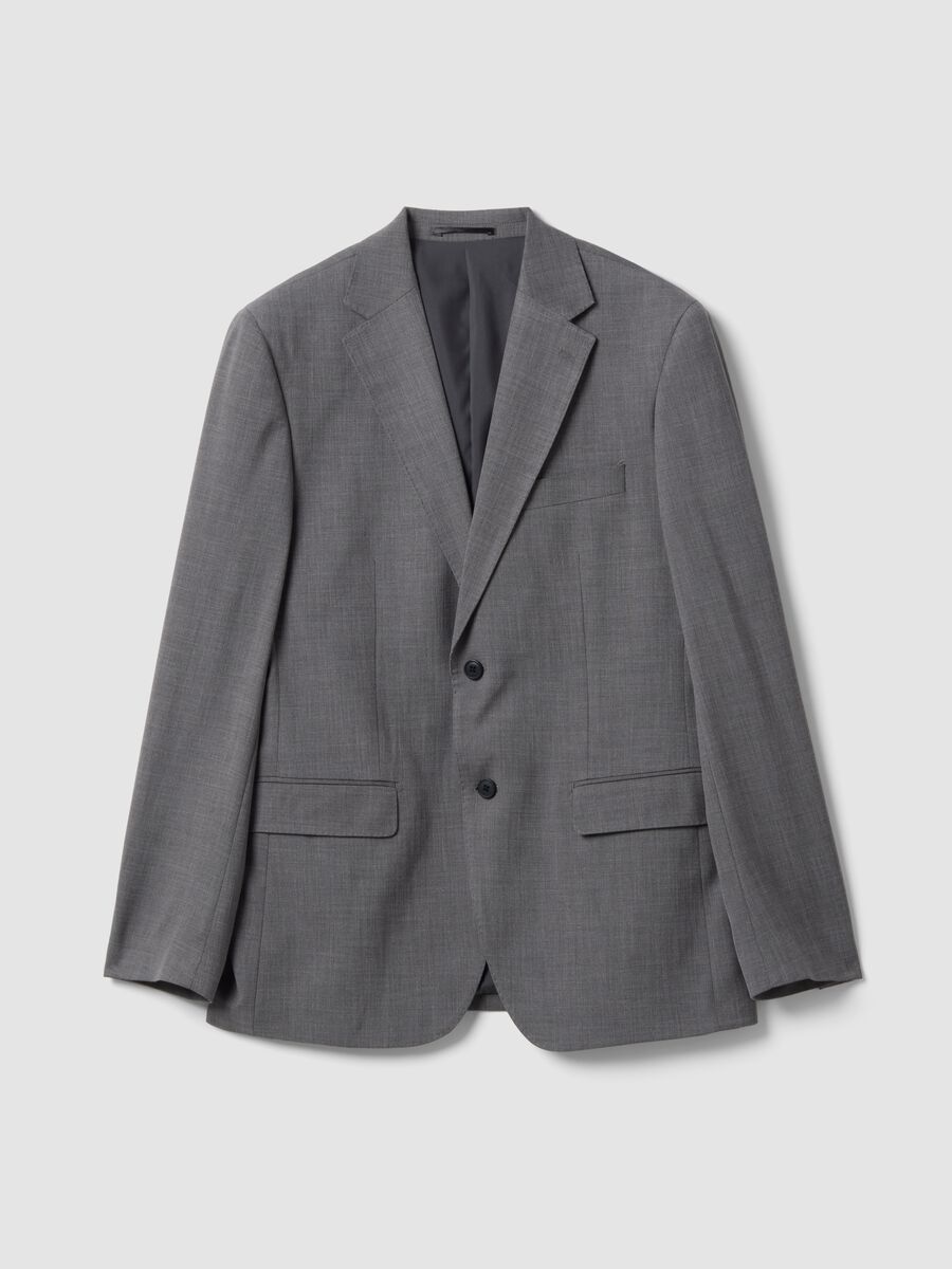 Grey stretch viscose slim-fit blazer with classic lapels_4