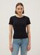 T-shirt in puro cotone nero regular fit con cucitura a contrasto_0