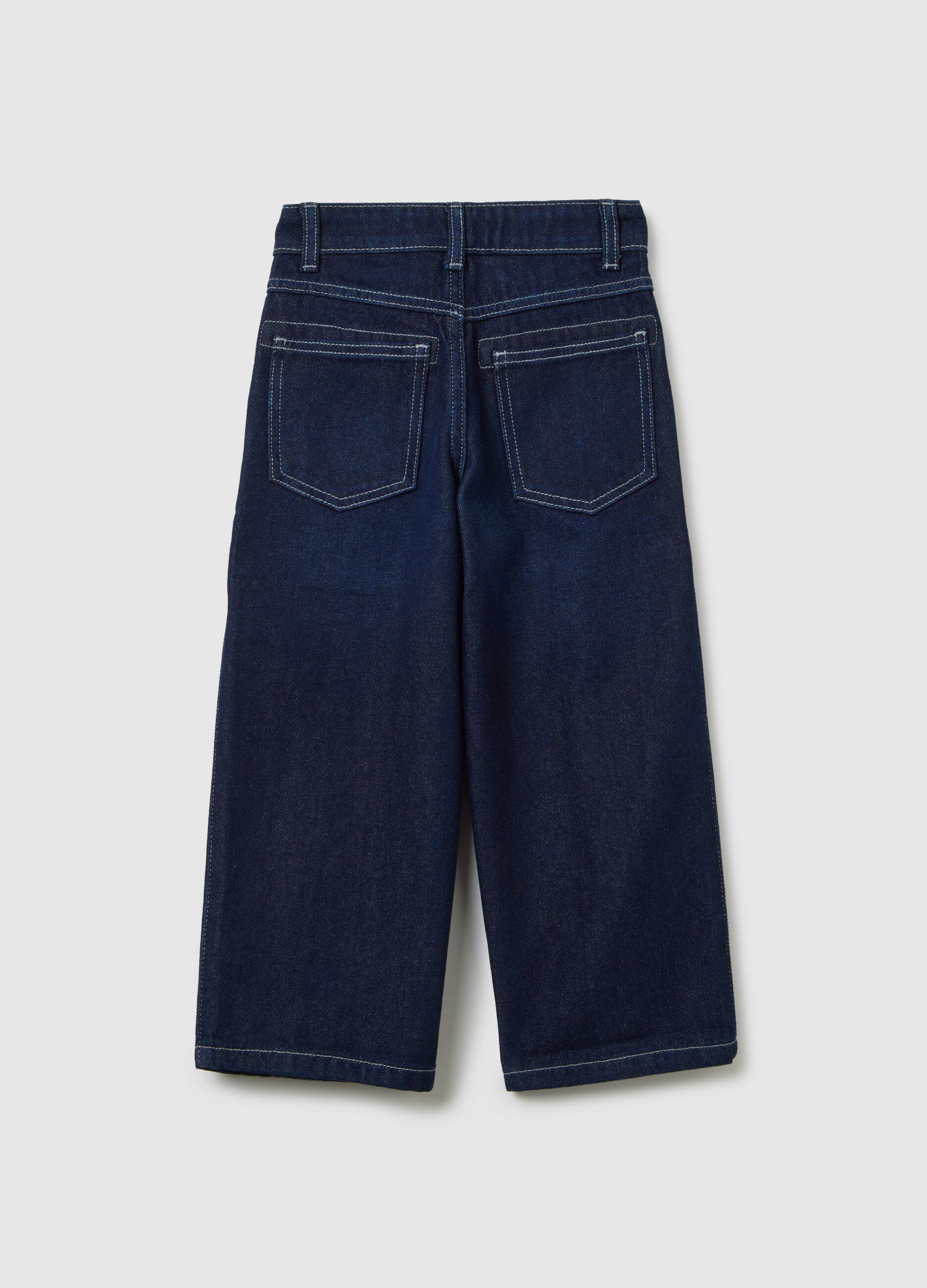 Girls' baggy blue pure cotton jeans
