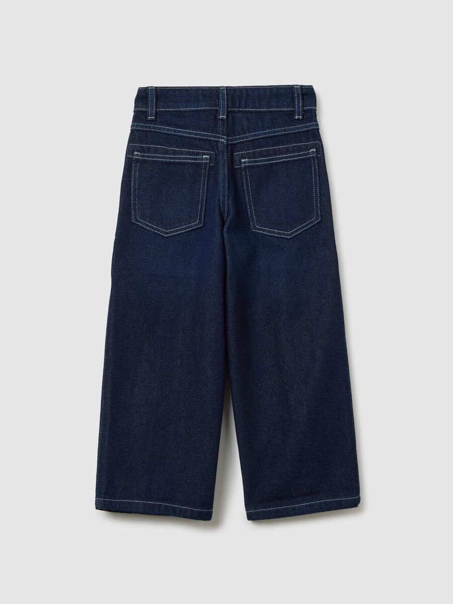 Girls' baggy blue pure cotton jeans_4