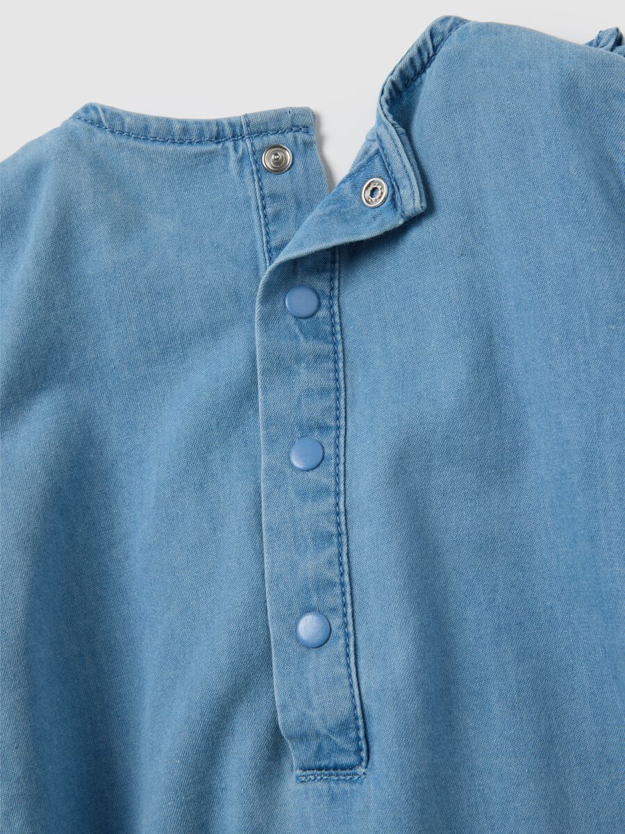 Baby girl bodysuit in pure denim cotton with frills_3