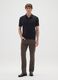 Brown slim fit stretch cotton trousers_0