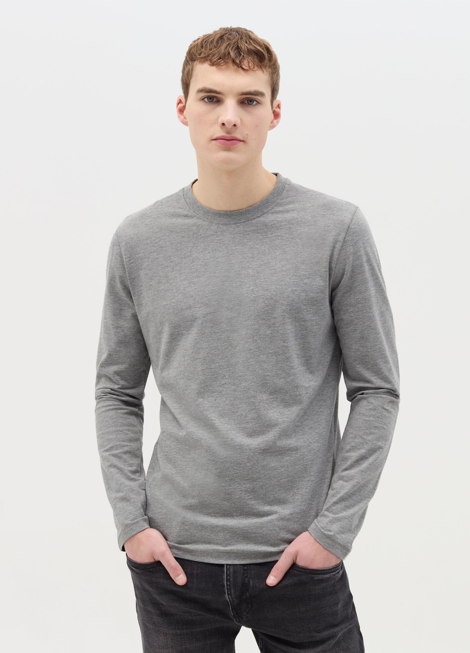 Long-sleeved T-shirt in stretch cotton