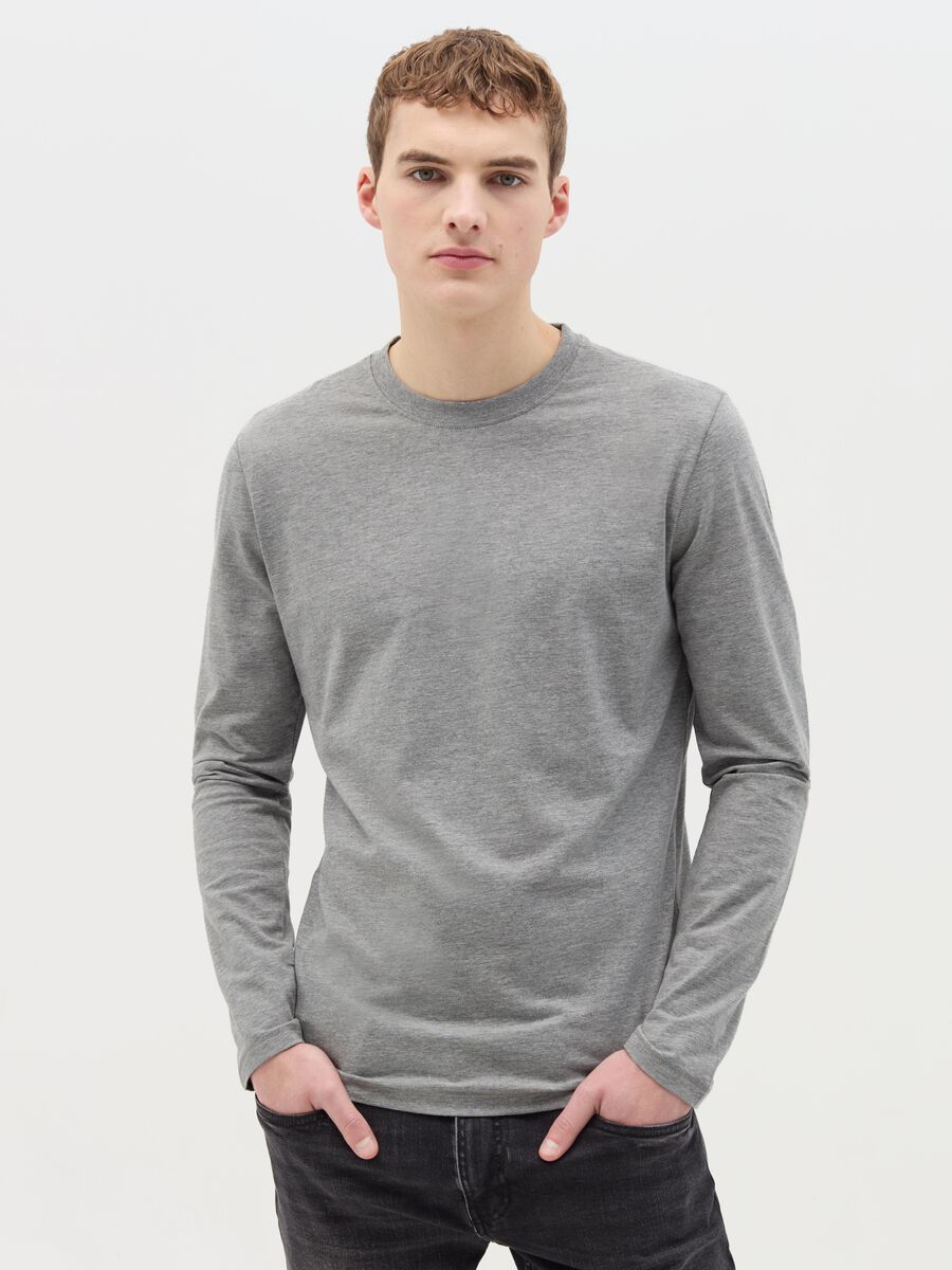 Long-sleeved T-shirt in stretch cotton_0