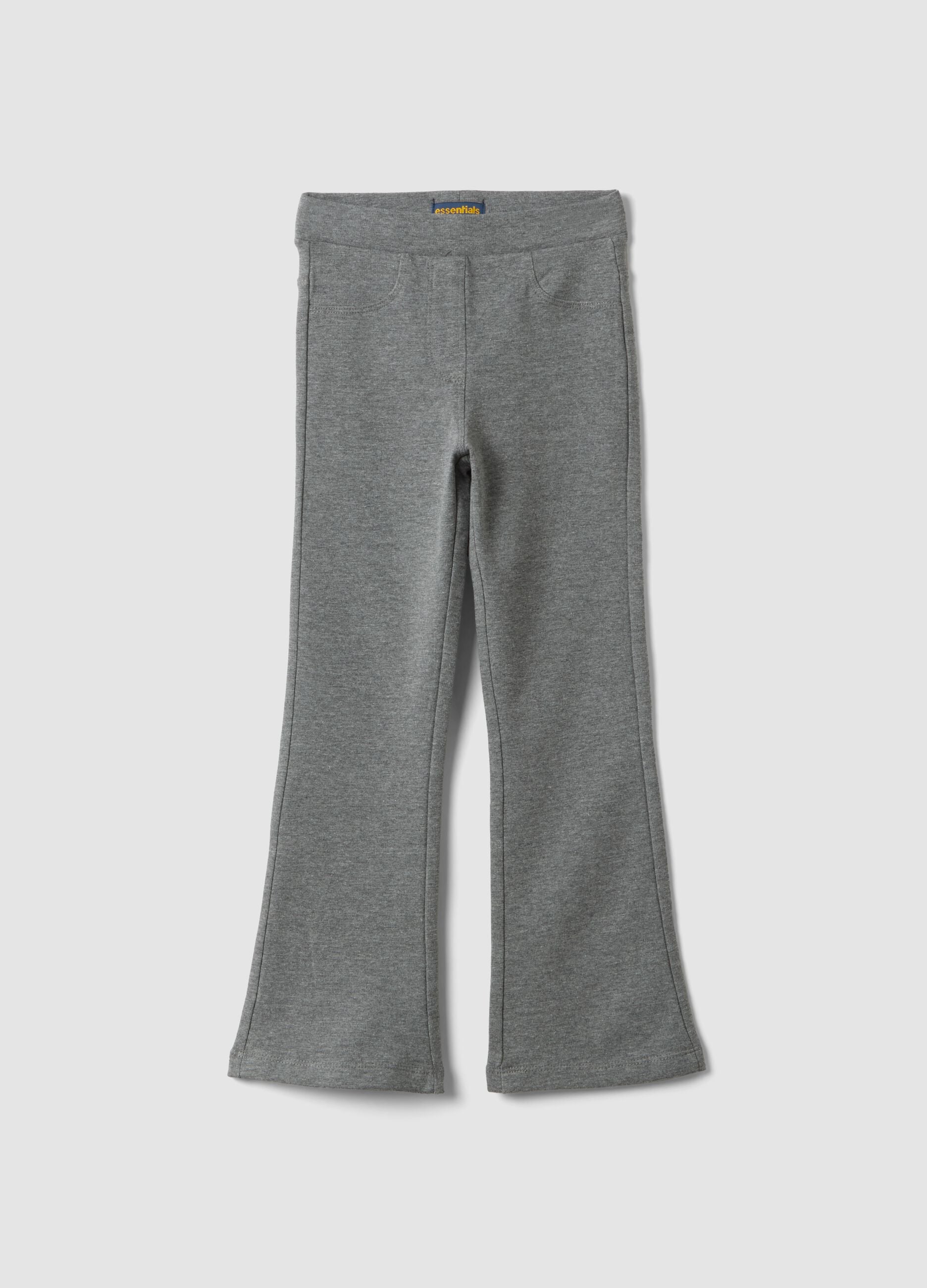 Grey marl flared treggings in stretchy organic cotton