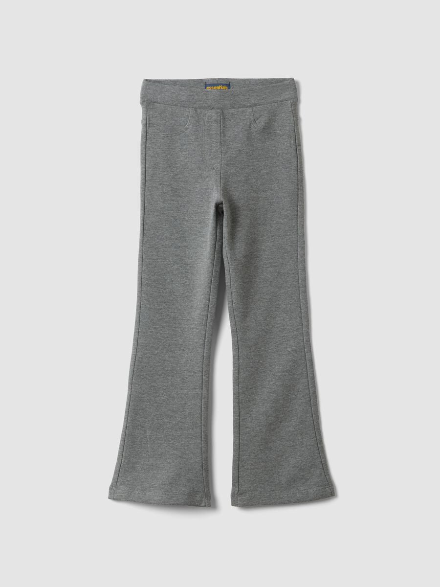 Treggings grigio melange flare in cotone organico elasticizzato_0