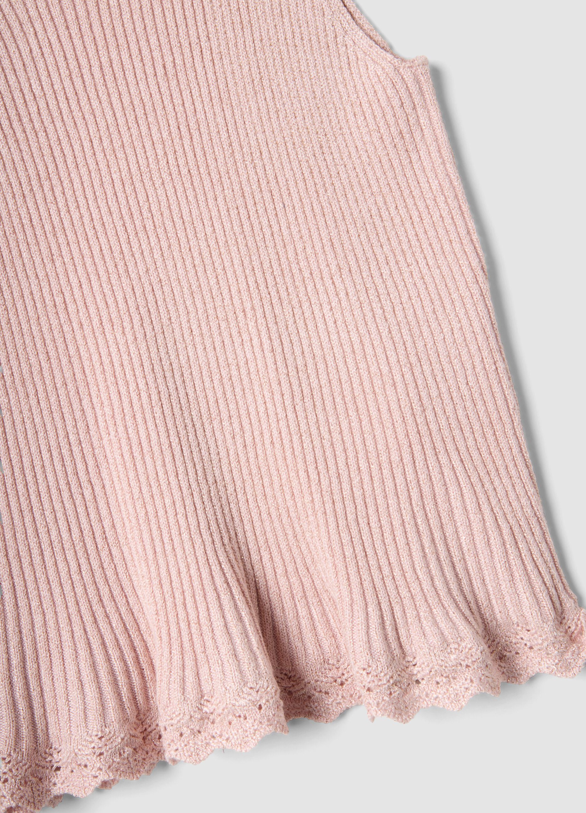 Pink fitted viscose-blend top