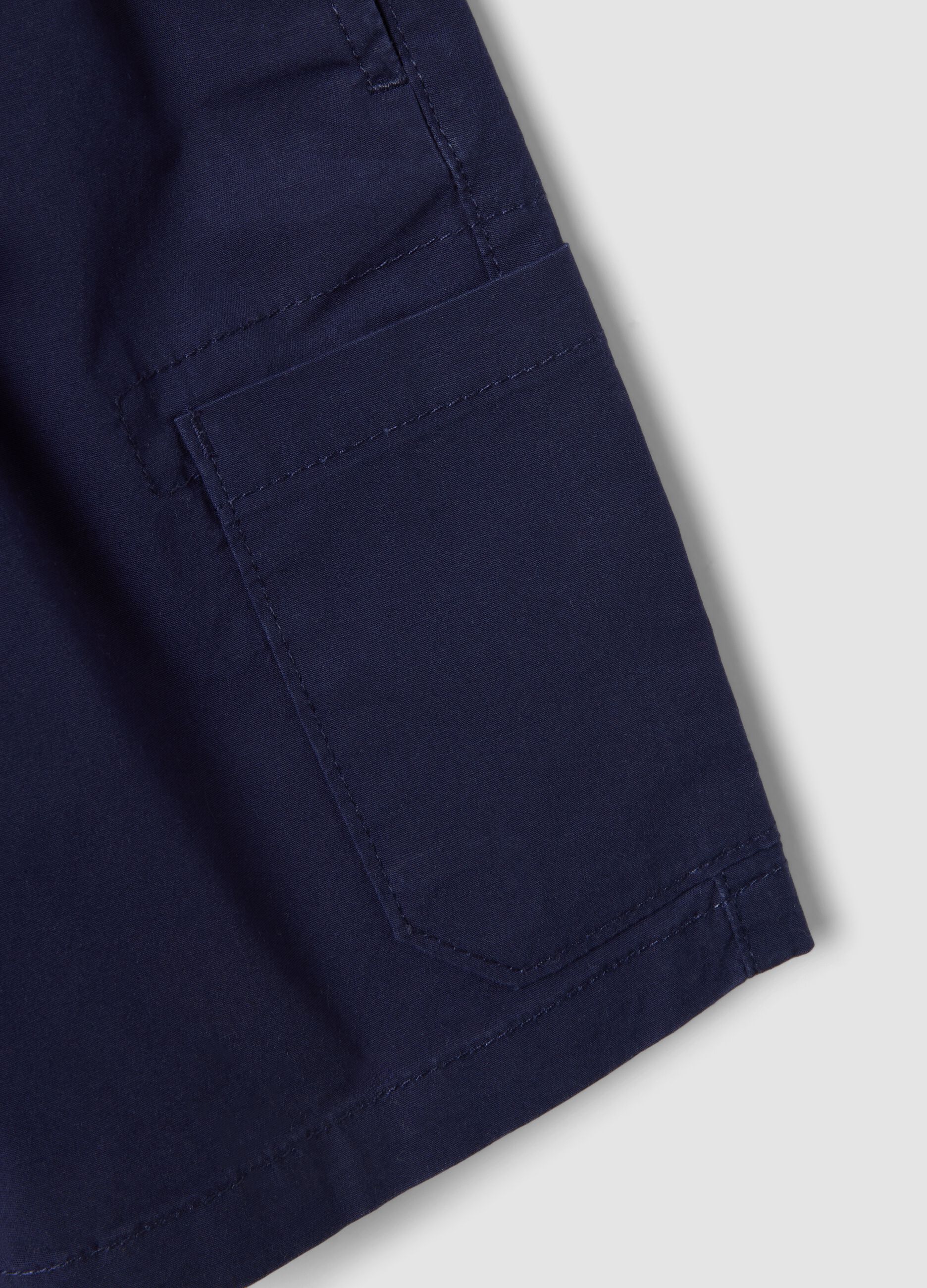 Blue stretch cotton shorts with elasticated waistband